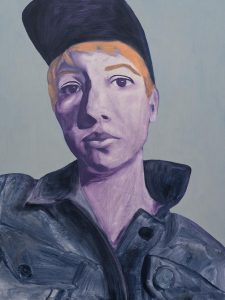 self-portrait (grey), 2016, oil on panel, 24" x 18"