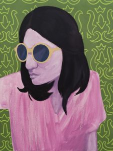 self-portrait (lime), 2017, oil on panel, 24" x 18"