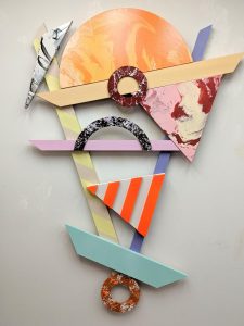 three dimensional wall hanging of geometric shapes
