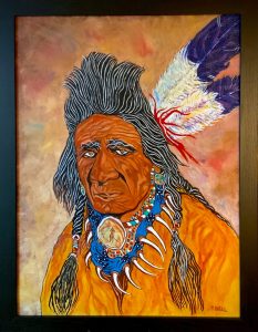Painting of an indigenous native american person. Painted by Bryant Tee Bell.
