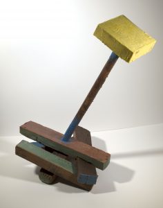 "Hammer," 2022, wood, encaustic wax, 32 x 28 x 20 inches