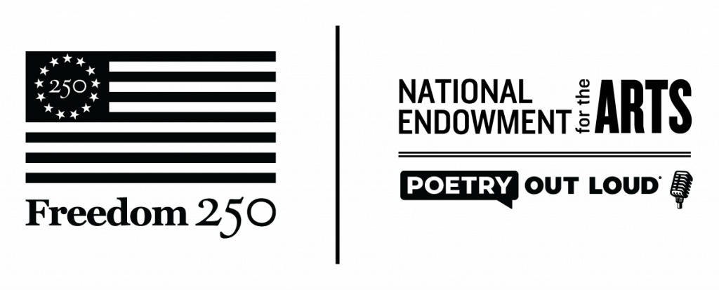 Freedom 250 logo next to the National Endowment for the Arts logo and the Poetry Out Loud Logo