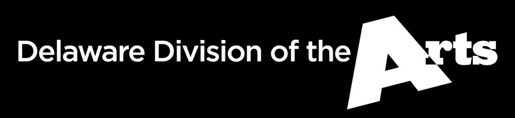 Delaware Division of the Arts logo (white) on a black background