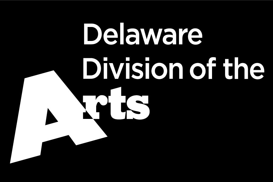 Delaware Division of the Arts logo (white) on a black background